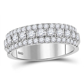 Sparkling Brilliance: 10kt White Gold Diamond Studded Band Ring Top view from the 10Kt White Gold Womens Round Diamond Machine Set Band Ring 1 Cttwpin279265 collection by Splendid Jewellery