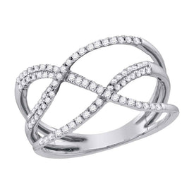 Splendid Jewellery 10kt White Gold Open Strand Diamond Band Ring - 1/3 Cttw Top view from the 10Kt White Gold Womens Round Diamond Open Strand Band Ring 1 3 Cttwpin227487 collection by Splendid Jewellery