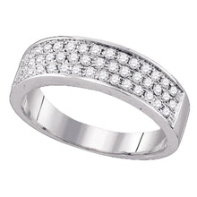 Load image into Gallery viewer, Radiant Sparkle | 10kt White Gold Womens Round Diamond Pave Band Ring 1/2 Cttw Top View from Splendid Jewellery