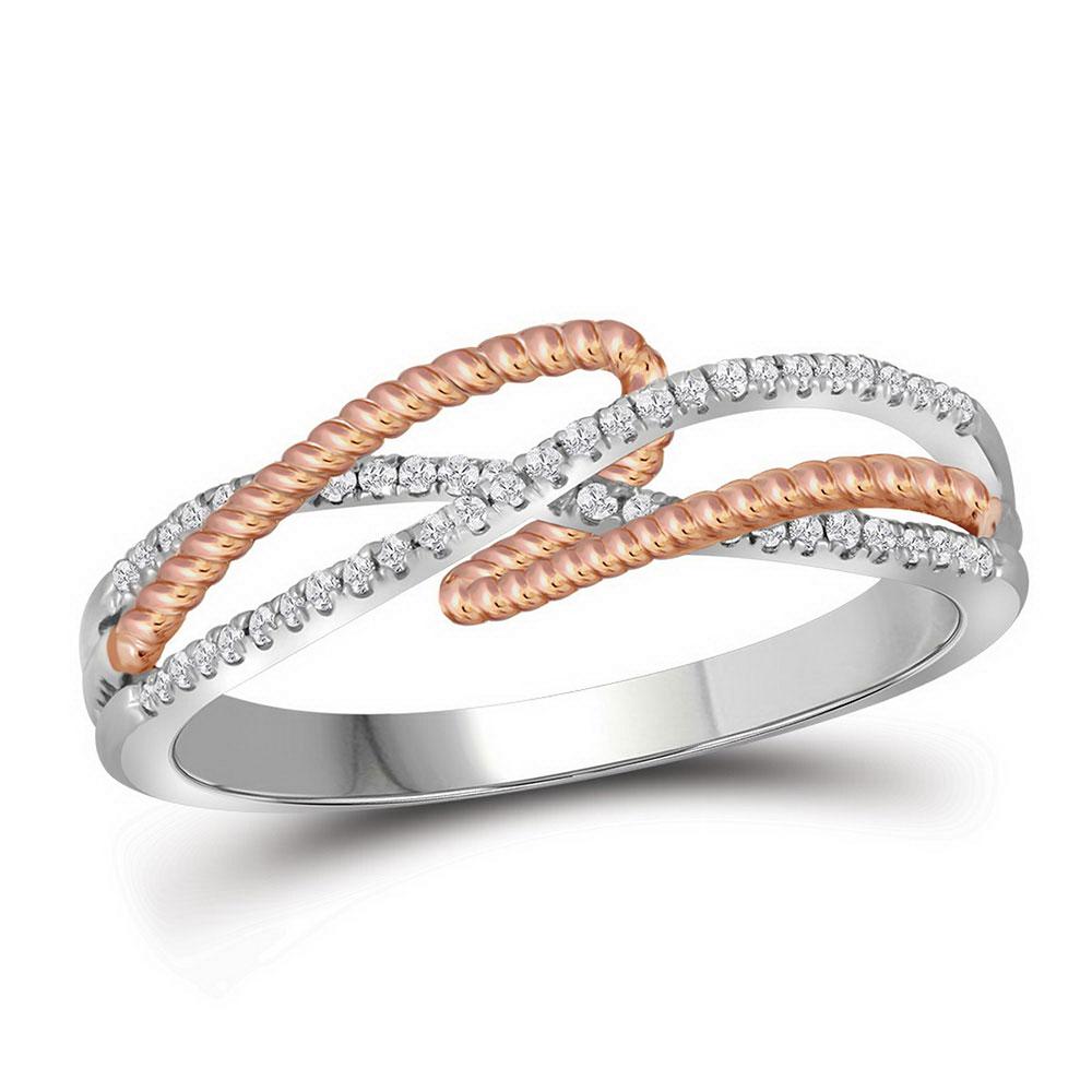 Diamond Band | 10kt White Gold Womens Round Diamond Rope Fashion Band Ring 1/6 Cttw | Splendid Jewellery GND