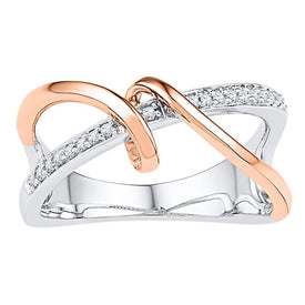 Rose Gold Diamond Spiral Strand Crossover Band Ring Top View from Splendid Jewellery