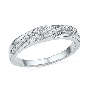Diamond Band | 10kt White Gold Womens Round Diamond Simple Band Ring 1/10 Cttw | Splendid Jewellery GND