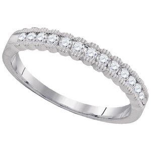Diamond Band | 10kt White Gold Womens Round Diamond Single Row Band Ring 1/4 Cttw | Splendid Jewellery GND
