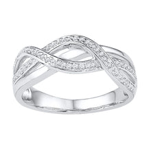 Load image into Gallery viewer, Twist of Brilliance Diamond Band Top view from the 10Kt White Gold Womens Round Diamond Twist Band Ring 1 5 Cttwpin63781 collection by Splendid Jewellery