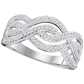 Captivating Diamond Elegance White Gold Wave Crossover Band Ring Top View from Splendid Jewellery
