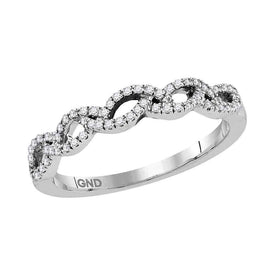 Elegant Brilliance: 10kt White Gold Diamond Woven Band Ring Top View from Splendid Jewellery