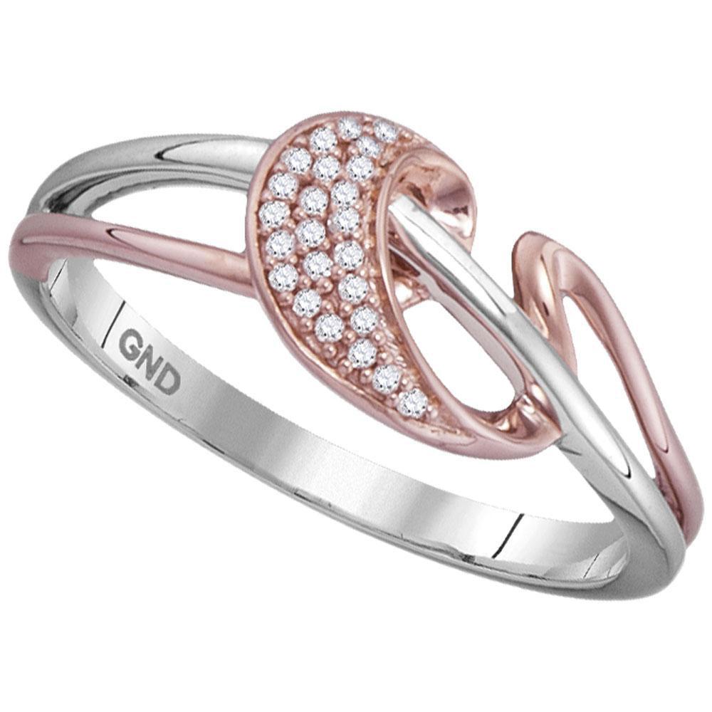 Diamond Band | 10kt White Rose-tone Gold Womens Round Diamond Stripe Ribbon Band Ring 1/20 Cttw | Splendid Jewellery GND