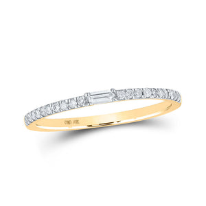 Diamond Band | 10kt Yellow Gold Womens Baguette Diamond Band Ring 1/6 Cttw | Splendid Jewellery GND