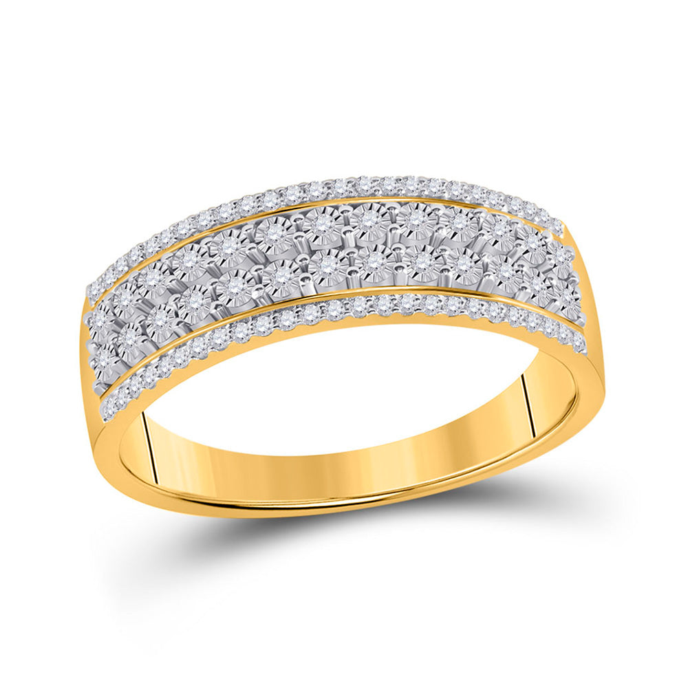 Diamond Band | 10kt Yellow Gold Womens Round Diamond Anniversary Band Ring 1/6 Cttw | Splendid Jewellery GND