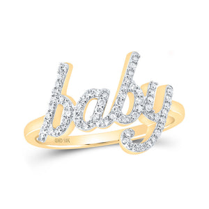 Diamond Band | 10kt Yellow Gold Womens Round Diamond BABY Band Ring 1/4 Cttw | Splendid Jewellery GND