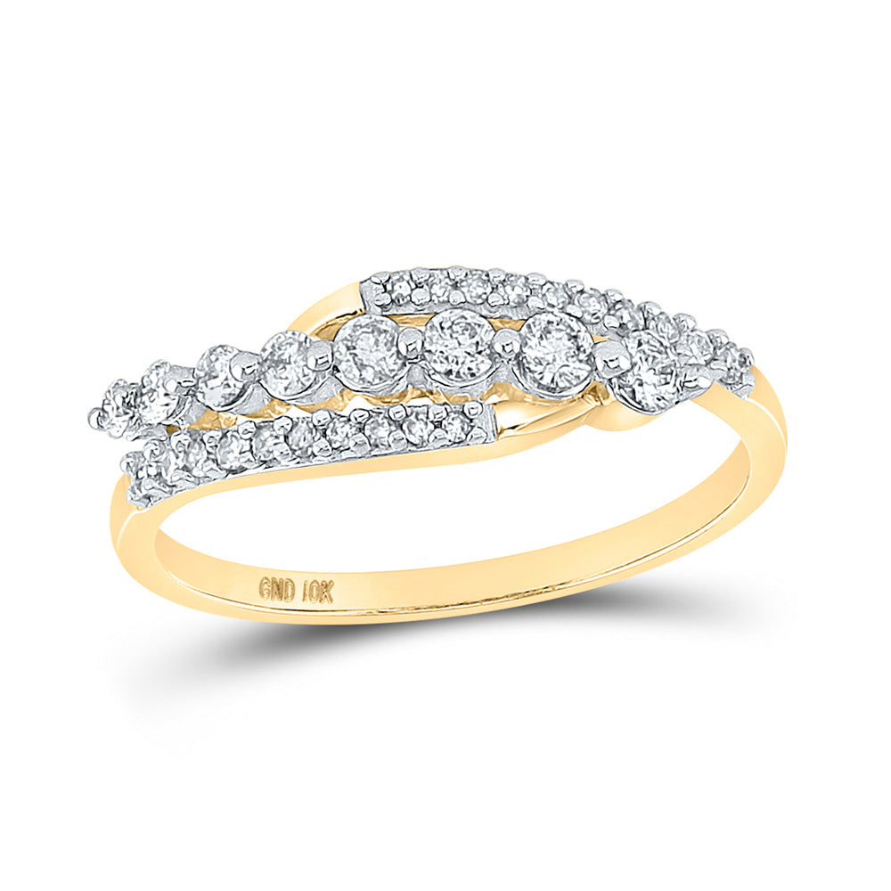 Diamond Band | 10kt Yellow Gold Womens Round Diamond Band Ring 1/3 Cttw | Splendid Jewellery GND