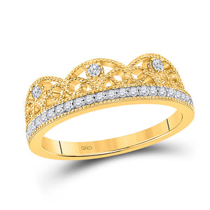 Diamond Band | 10kt Yellow Gold Womens Round Diamond Band Ring 1/5 Cttw | Splendid Jewellery GND