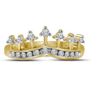 Diamond Band | 10kt Yellow Gold Womens Round Diamond Crown Tiara Band Ring 1/5 Cttw | Splendid Jewellery GND