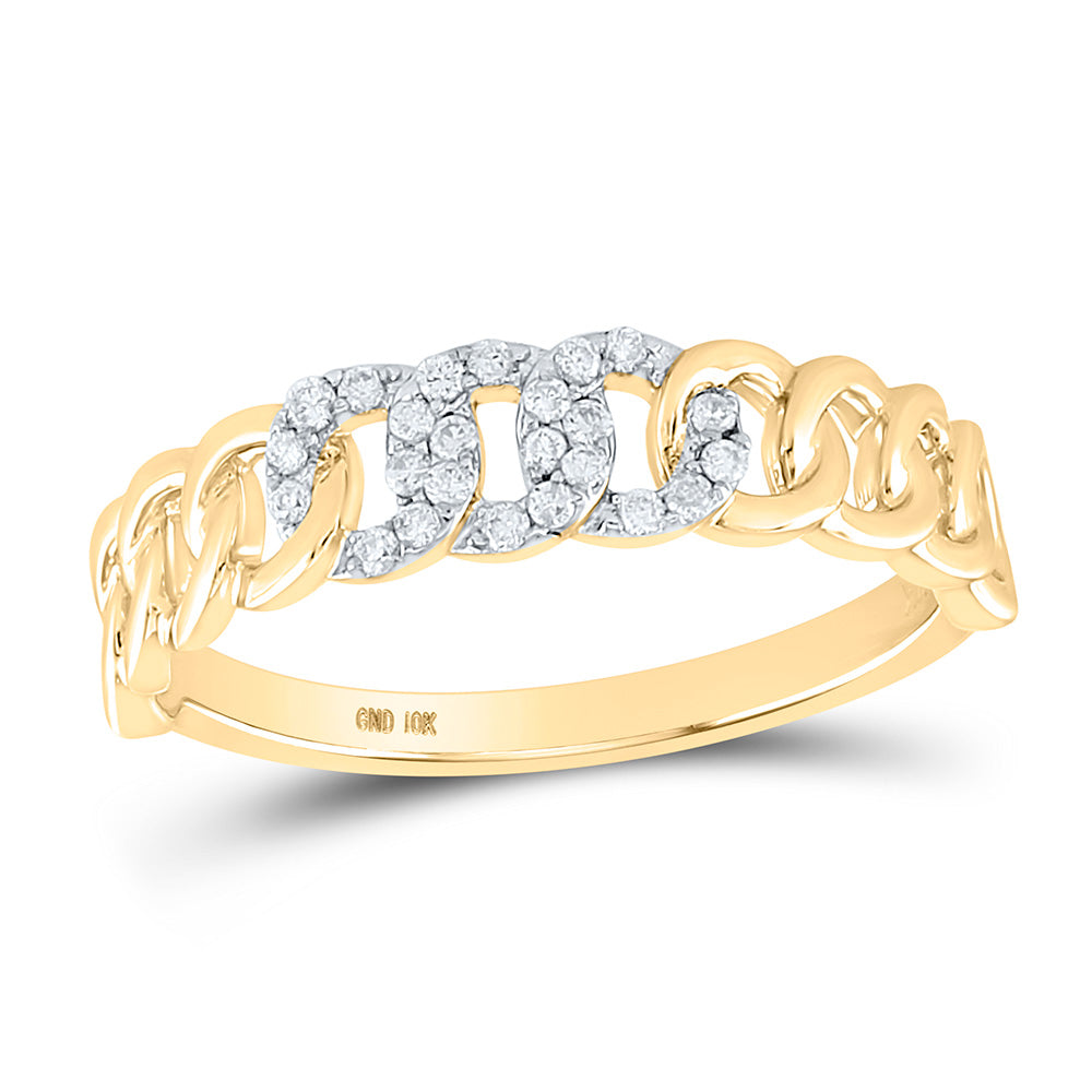 Diamond Band | 10kt Yellow Gold Womens Round Diamond Cuban Link Band Ring 1/8 Cttw | Splendid Jewellery GND