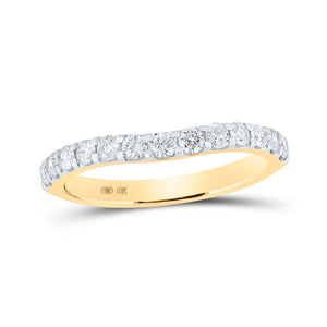 Diamond Band | 10kt Yellow Gold Womens Round Diamond Curved Band Ring 1/2 Cttw | Splendid Jewellery GND