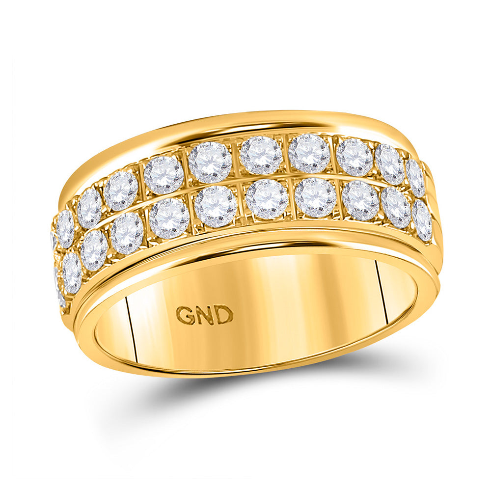 Diamond Band | 10kt Yellow Gold Womens Round Diamond Double Row Band Ring 1 Cttw | Splendid Jewellery GND