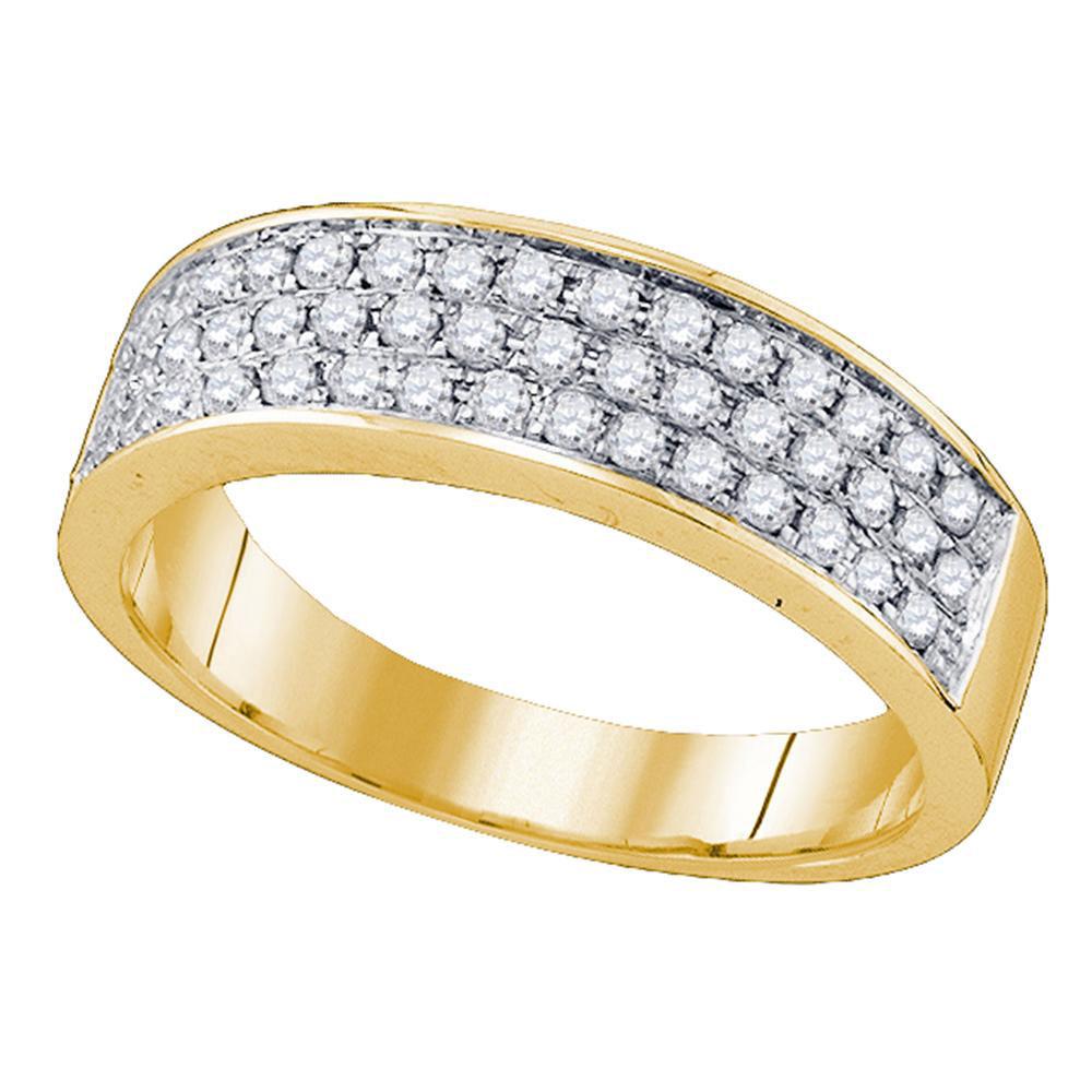 Diamond Band | 10kt Yellow Gold Womens Round Diamond Pave Band Ring 1/2 Cttw | Splendid Jewellery GND