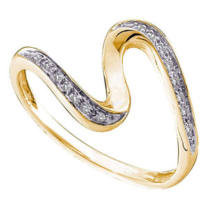 Diamond Band | 10kt Yellow Gold Womens Round Diamond S Curve Band Ring 1/20 Cttw | Splendid Jewellery GND