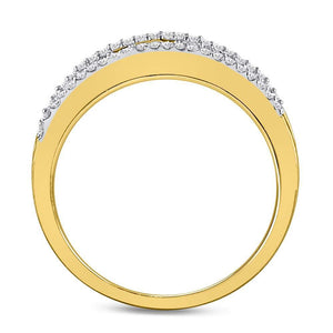 Diamond Band | 10kt Yellow Gold Womens Round Diamond Zigzag Band Ring 1/3 Cttw | Splendid Jewellery GND