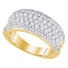 Radiant Elegance | 14k Yellow Gold Womens Round Diamond Pave Wedding Anniversary Band Ring 1-1/3 Cttw Top View from Splendid Jewellery