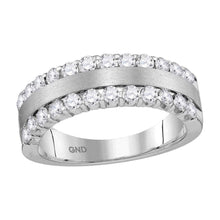 Load image into Gallery viewer, 14kt Brushed White Gold Women&#39;s Machine-Set Round Diamond Band Ring - Radiant Brilliance - Top View