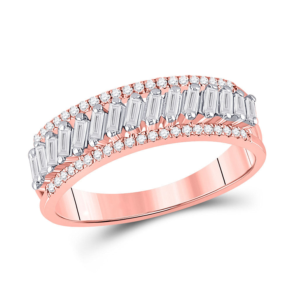 Diamond Band | 14kt Rose Gold Womens Baguette Diamond Modern Anniversary Ring 1/2 Cttw | Splendid Jewellery GND