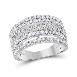 Diamond Band | 14kt White Gold Womens Baguette Diamond Anniversary Ring 1 Cttw | Splendid Jewellery GND