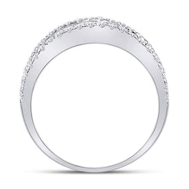 14kt White Gold Baguette and Round Diamond Fashion Anniversary Ring - A Timeless Sparkle - Front View