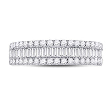 Load image into Gallery viewer, 14kt White Gold Baguette and Round Diamond Fashion Anniversary Ring - A Timeless Sparkle - Side View