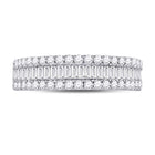 14kt White Gold Baguette and Round Diamond Fashion Anniversary Ring - A Timeless Sparkle - Side View