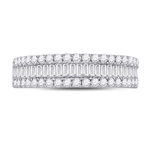 Diamond Band | 14kt White Gold Womens Baguette Diamond Fashion Anniversary Ring 1 Cttw | Splendid Jewellery GND