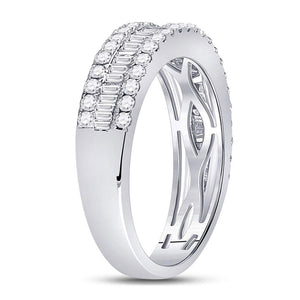 Diamond Band | 14kt White Gold Womens Baguette Diamond Fashion Anniversary Ring 1 Cttw | Splendid Jewellery GND