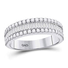 14kt White Gold Baguette and Round Diamond Fashion Anniversary Ring - A Timeless Sparkle - Top View