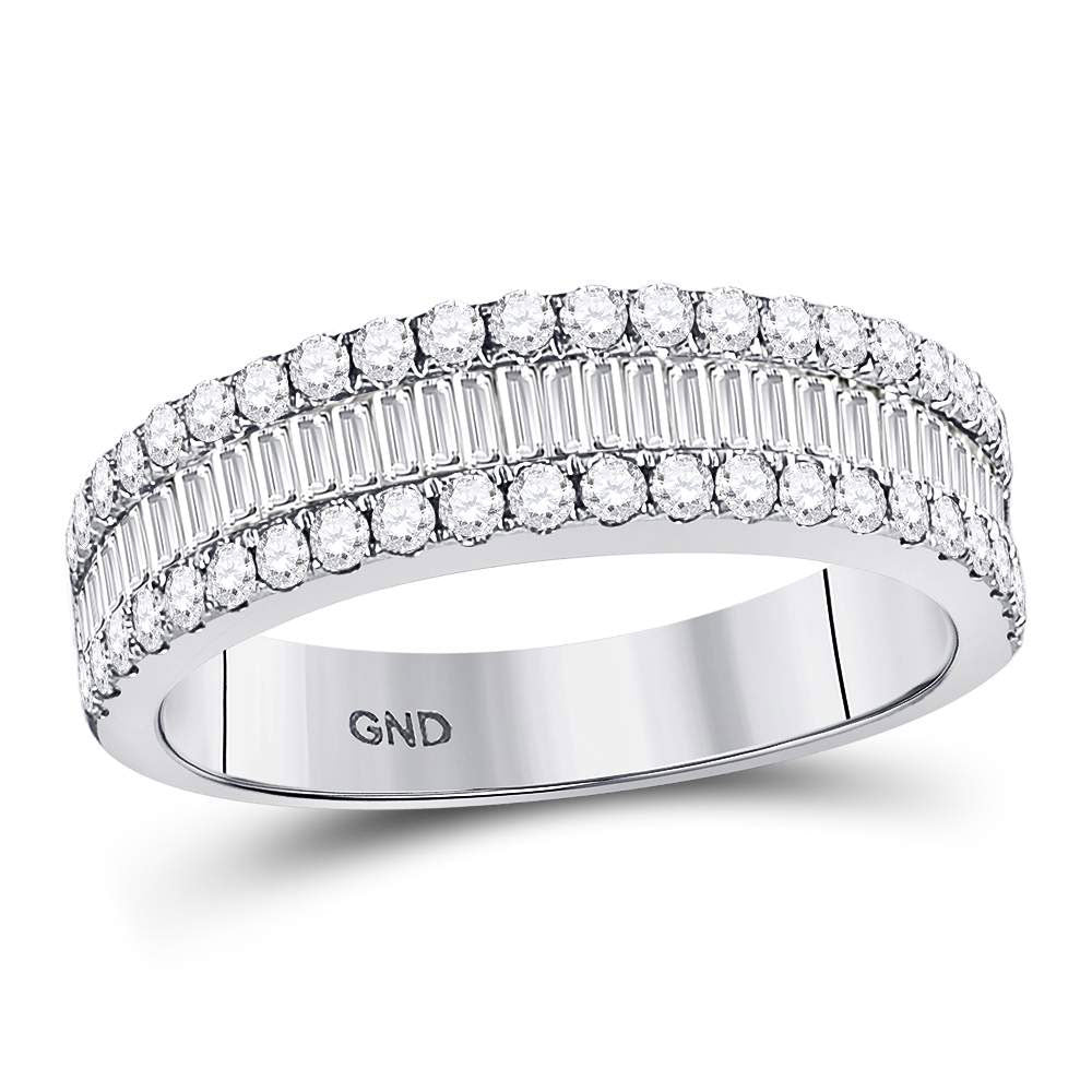 Diamond Band | 14kt White Gold Womens Baguette Diamond Fashion Anniversary Ring 1 Cttw | Splendid Jewellery GND