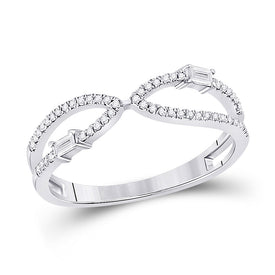 14kt White Gold Baguette and Round Diamond Fusion Ring - Top View
