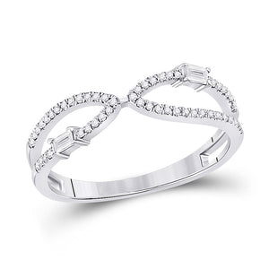Diamond Band | 14kt White Gold Womens Baguette Diamond Fashion Ring 1/6 Cttw | Splendid Jewellery GND