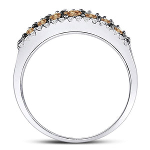 Diamond Band | 14kt White Gold Womens Round Brown Diamond Band Ring 1/2 Cttw | Splendid Jewellery GND
