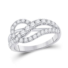 Load image into Gallery viewer, 14kt White Gold Diamond Crossover Band Ring - A Mesmerizing Delight - Top View