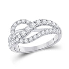 14kt White Gold Diamond Crossover Band Ring - A Mesmerizing Delight - Top View