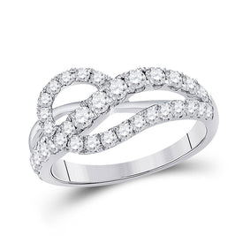 14kt White Gold Diamond Crossover Band Ring - A Mesmerizing Delight - Top View