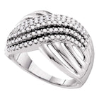 Radiant Elegance: 14kt White Gold Diamond Crossover Strand Band Ring Top View from Splendid Jewellery
