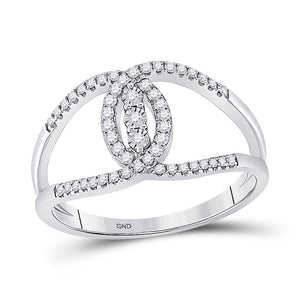 Diamond Band | 14kt White Gold Womens Round Diamond Fashion 3-stone Ring 1/5 Cttw | Splendid Jewellery GND