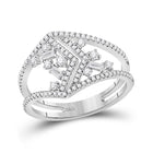 14kt White Gold Geometric Diamond Band Ring - Modern Elegance at Its Finest - Top View