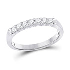 Radiant Elegance: 14kt White Gold Womens Round Diamond Single Row Band Ring 1/3 Cttw - Top View