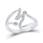 14kt White Gold Diamond Wave Band Ring - A Captivating Symphony of Elegance and Brilliance - Top View