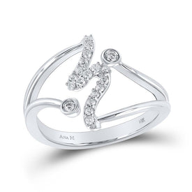 14kt White Gold Diamond Wave Band Ring - A Captivating Symphony of Elegance and Brilliance - Top View