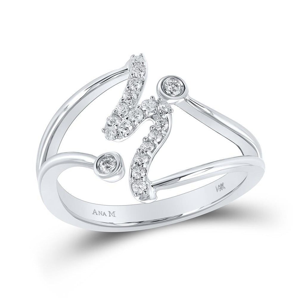 Diamond Band | 14kt White Gold Womens Round Diamond Wave Band Ring 1/5 Cttw | Splendid Jewellery GND