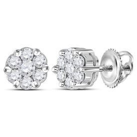 Diamond Blossom Sterling Silver Earrings: Sparkling Floral Cluster Beauty - Splendid Jewellery