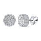 Diamond Brilliance: Sterling Silver Cluster Stud Earrings with 1/10 Cttw of Natural Diamonds - Splendid Jewellery