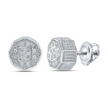 Load image into Gallery viewer, Diamond Brilliance: Sterling Silver Cluster Stud Earrings with 1/10 Cttw of Natural Diamonds - Splendid Jewellery